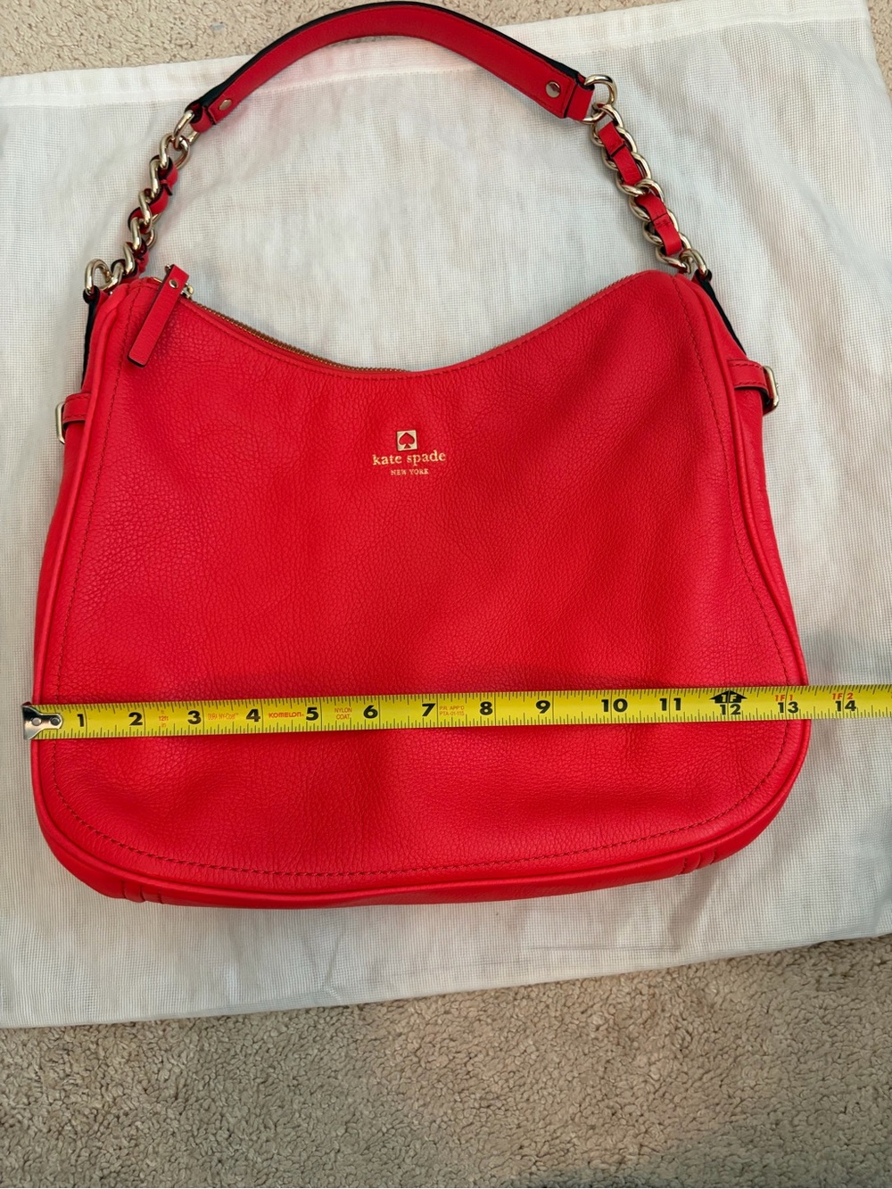 Kate Spade Pine Street Finley Hobo Bag Pebbled Leather Geranium Red Dust Bag EUC - Picture 14 of 15